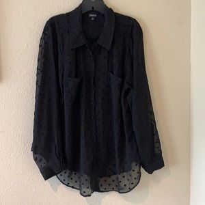Black Sheer Button Down from Torrid size 3